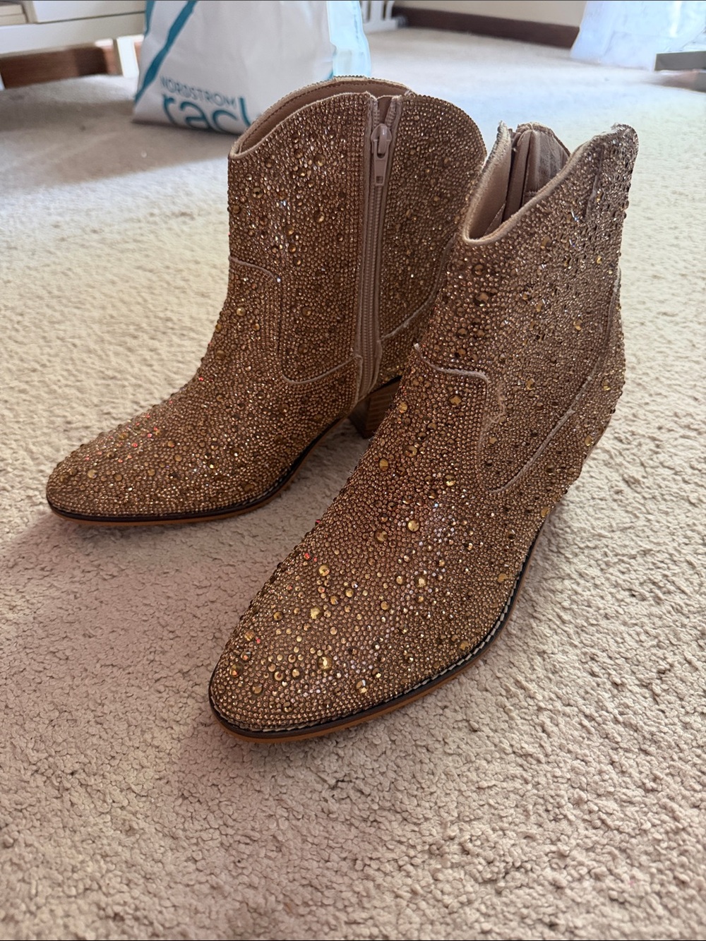 Corkys Gold Rhinestone Embellished Ankle Boots